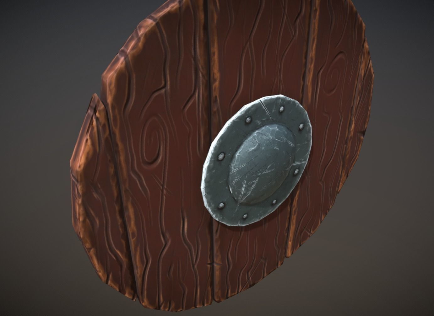 Stylized Viking Shield Low-poly 3D model_4