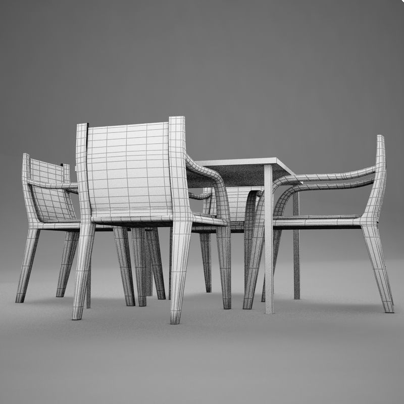 terrace dinning set modern tropic 3D model_16