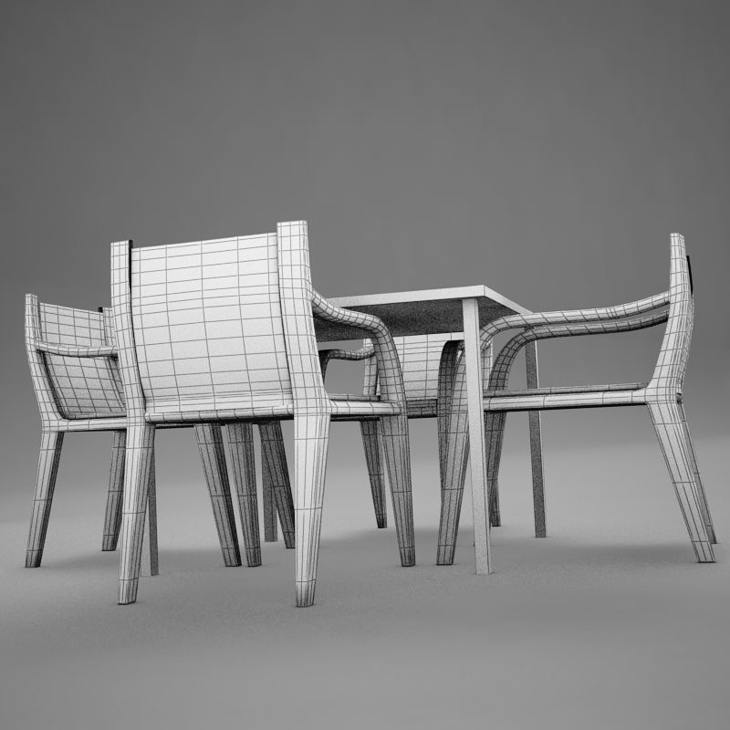 terrace dinning set modern tropic 3D model_15