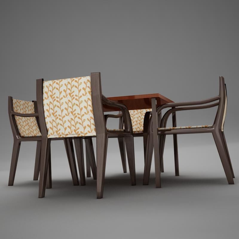 terrace dinning set modern tropic 3D model_5