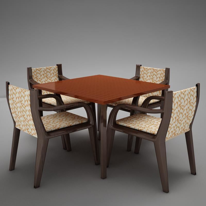 terrace dinning set modern tropic 3D model_4