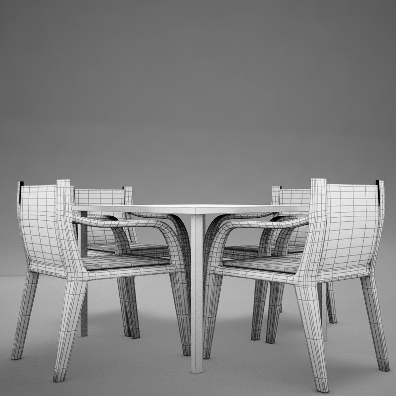 terrace dinning set modern tropic 3D model_10