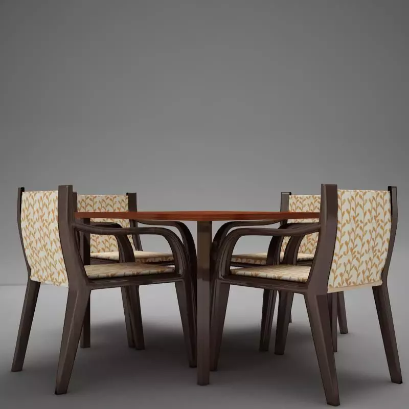 terrace dinning set modern tropic 3D model_0