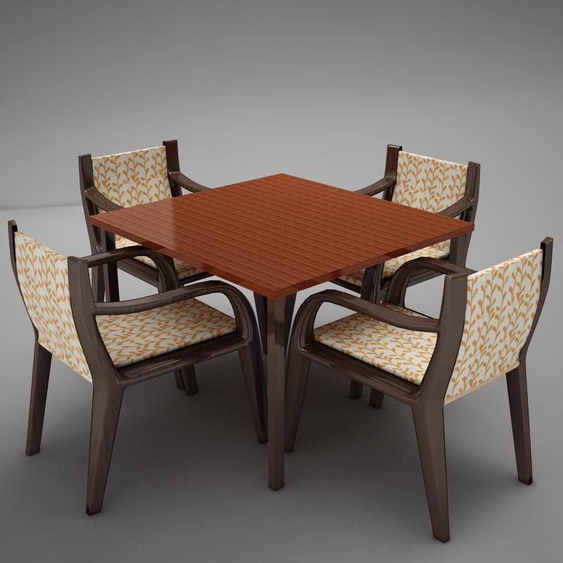 terrace dinning set modern tropic 3D model_7