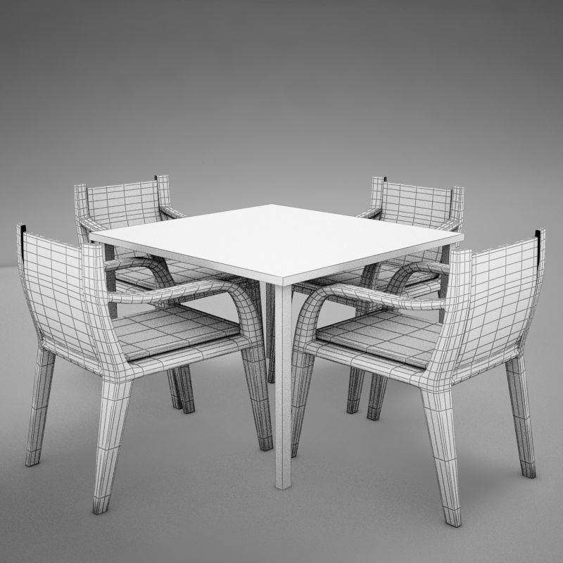 terrace dinning set modern tropic 3D model_14