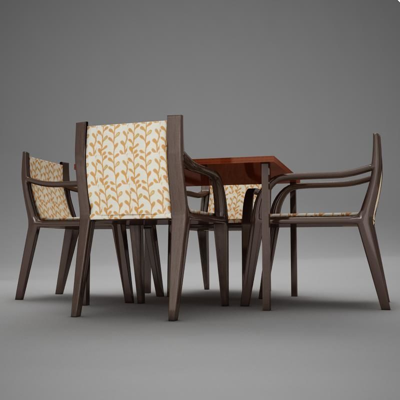 terrace dinning set modern tropic 3D model_6