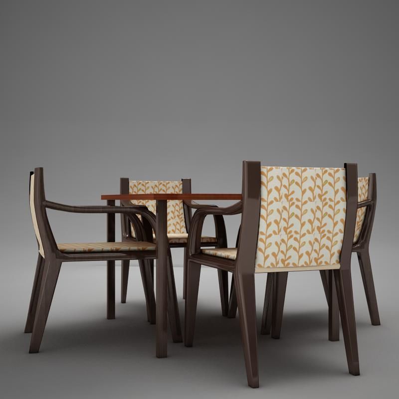 terrace dinning set modern tropic 3D model_2