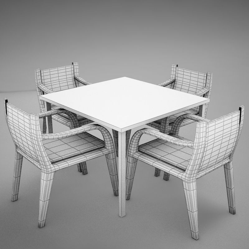 terrace dinning set modern tropic 3D model_17
