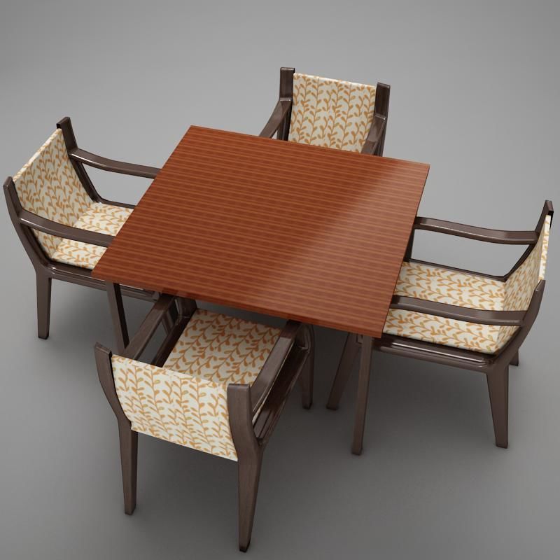terrace dinning set modern tropic 3D model_9