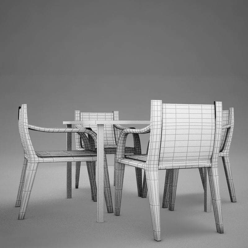 terrace dinning set modern tropic 3D model_12