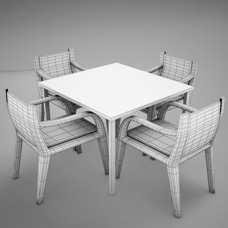 terrace dinning set modern tropic 3D model_11