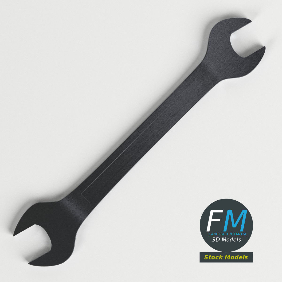Open end chrome wrench 3D model_6