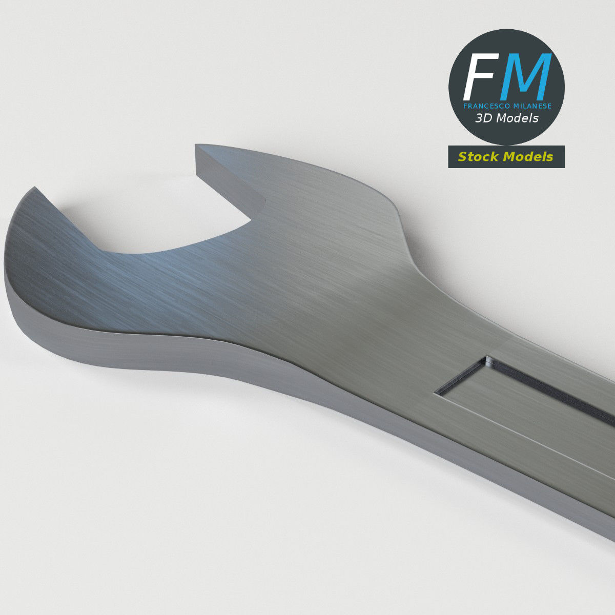 Open end chrome wrench 3D model_5