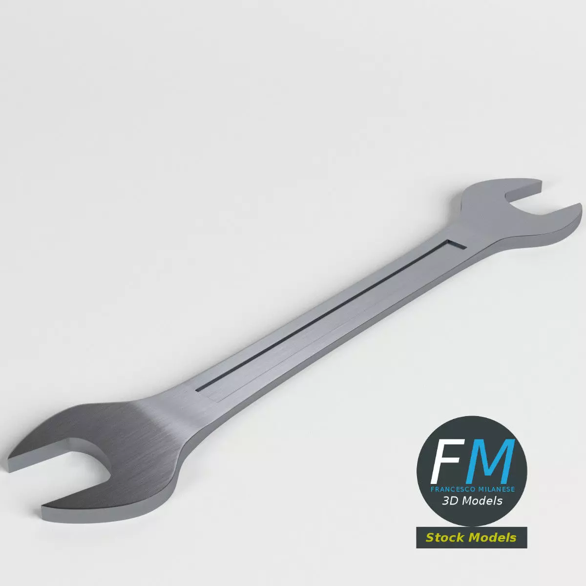 Open end chrome wrench 3D model_0