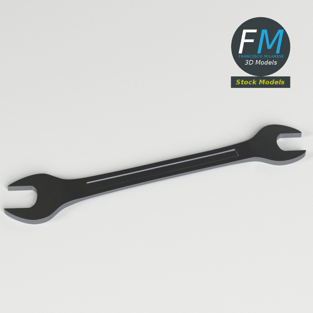 Open end chrome wrench 3D model_2