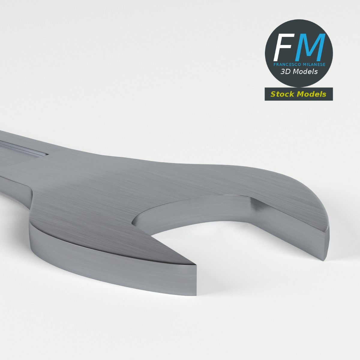 Open end chrome wrench 3D model_4