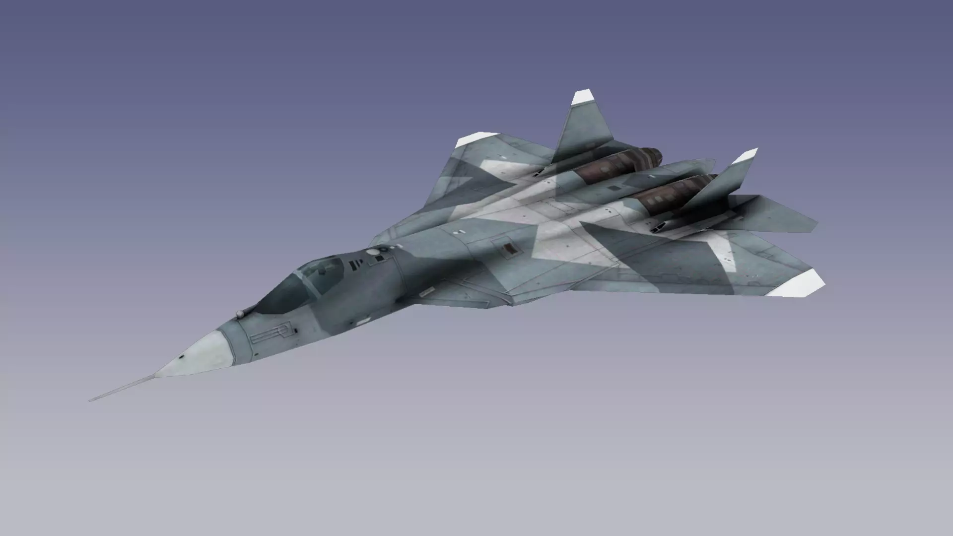 Su-57 Stealth Fighter Low-poly 3D model_0
