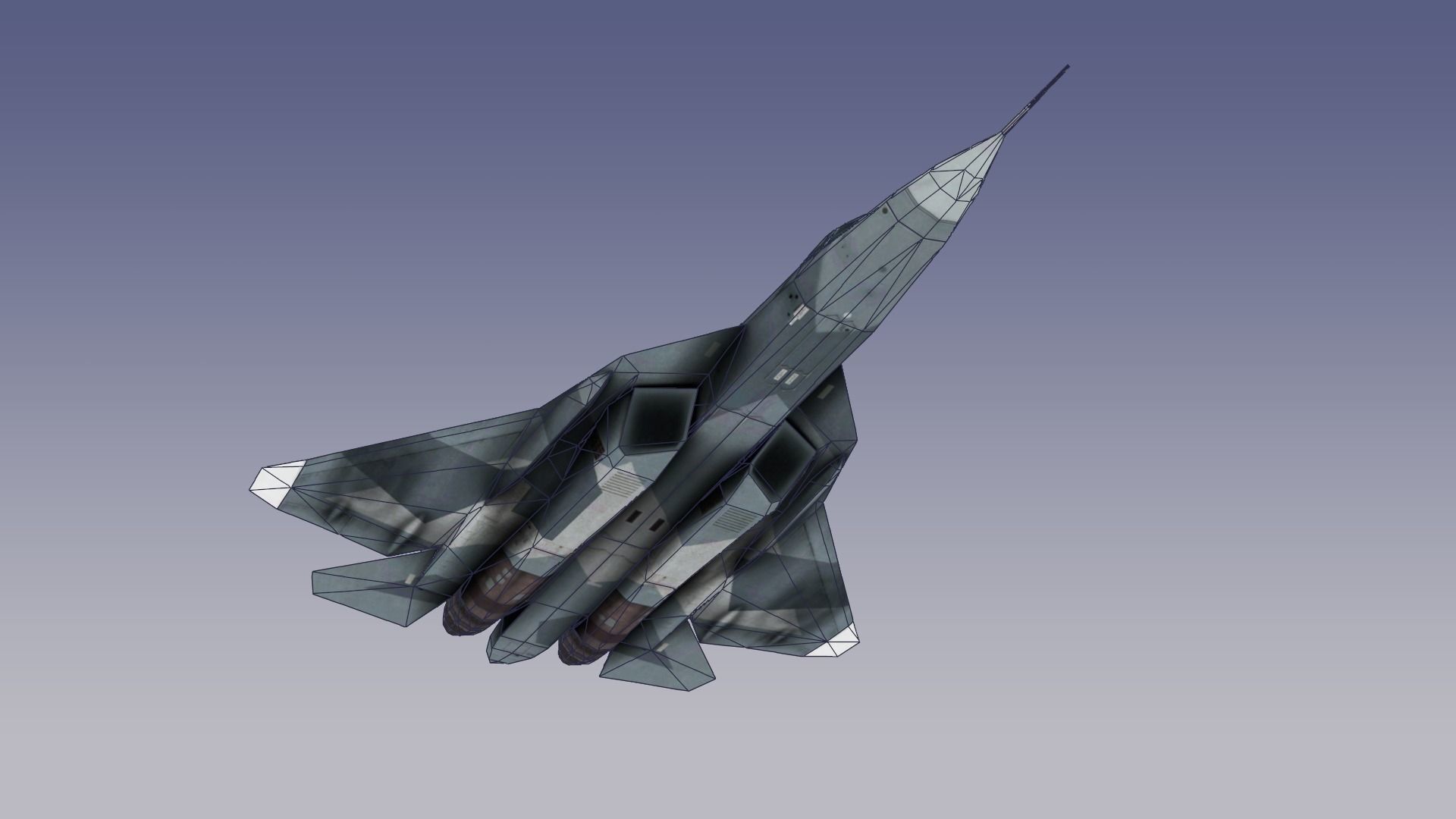 Su-57 Stealth Fighter Low-poly 3D model_3