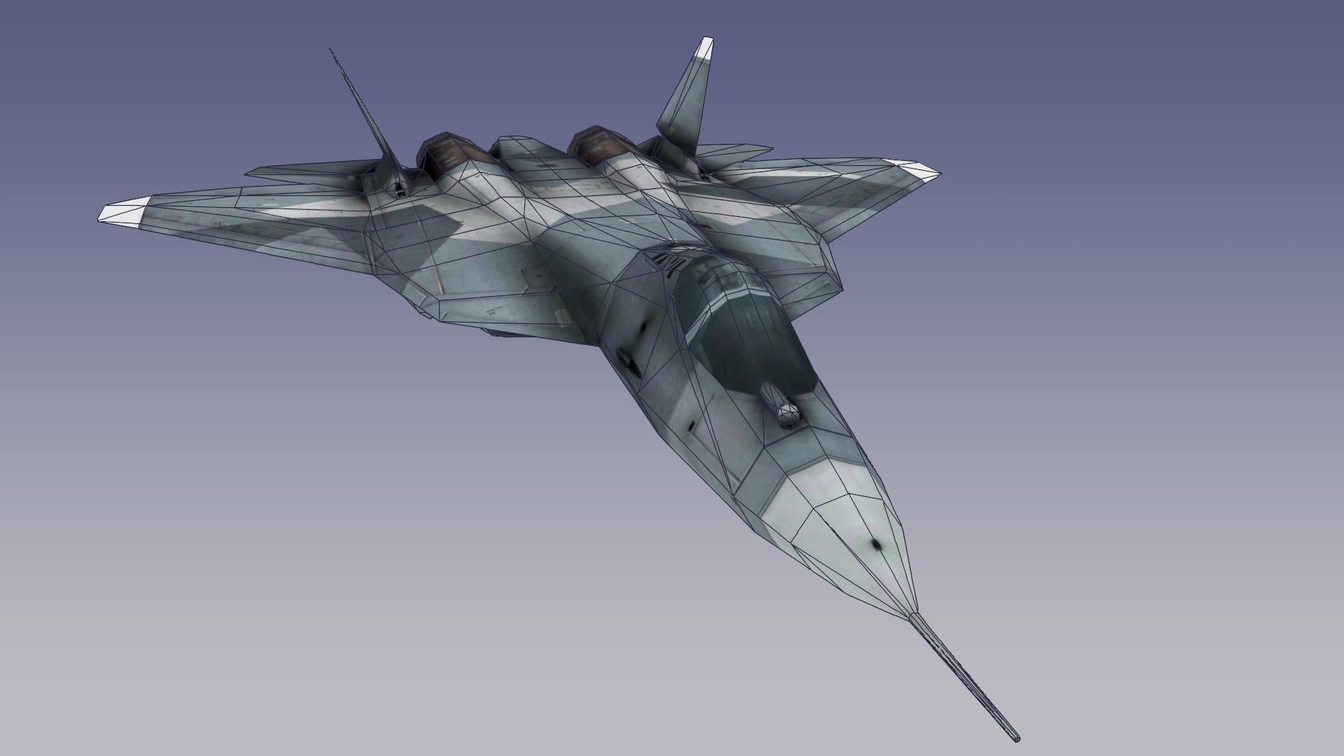 Su-57 Stealth Fighter Low-poly 3D model_12