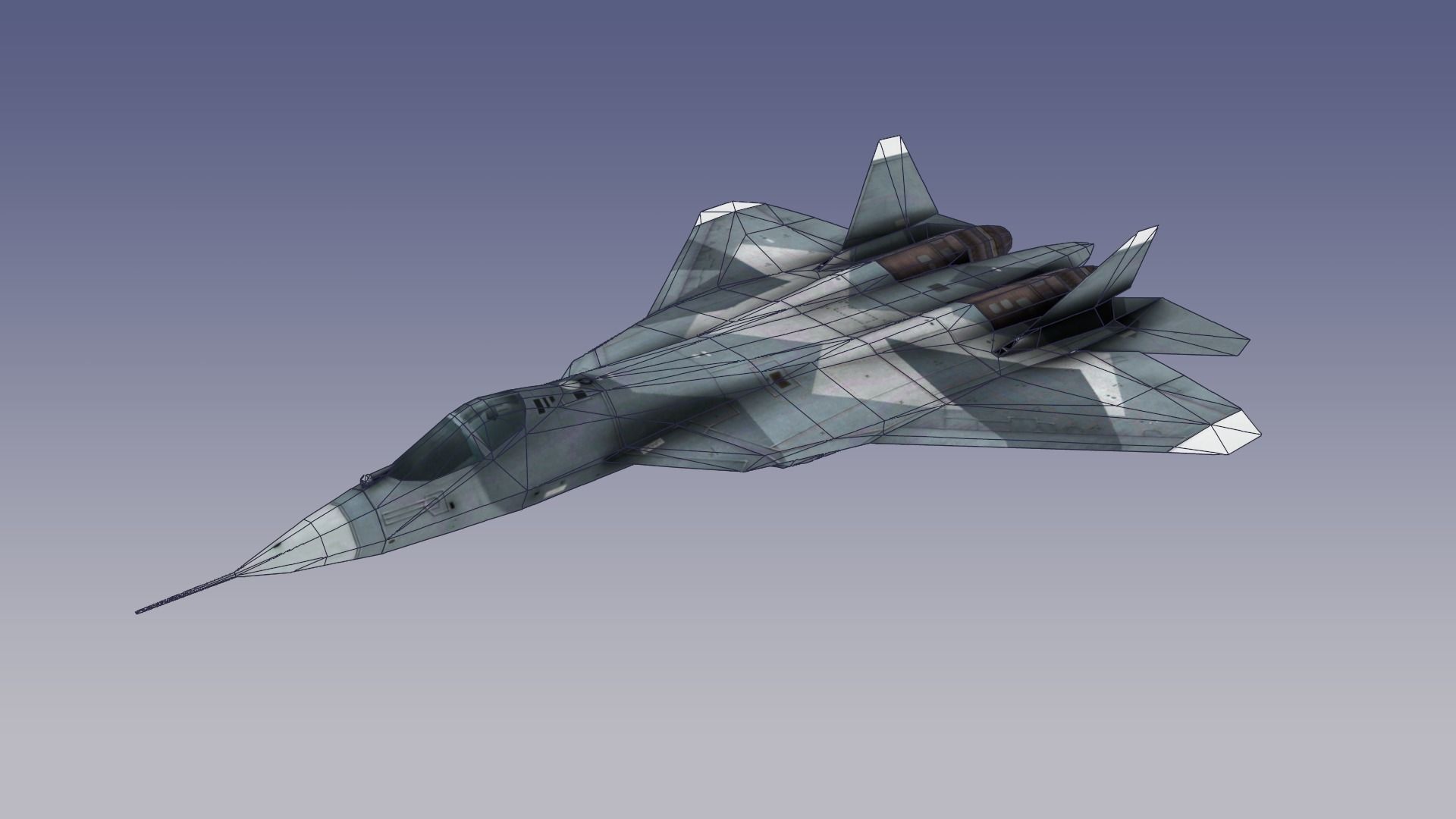 Su-57 Stealth Fighter Low-poly 3D model_1