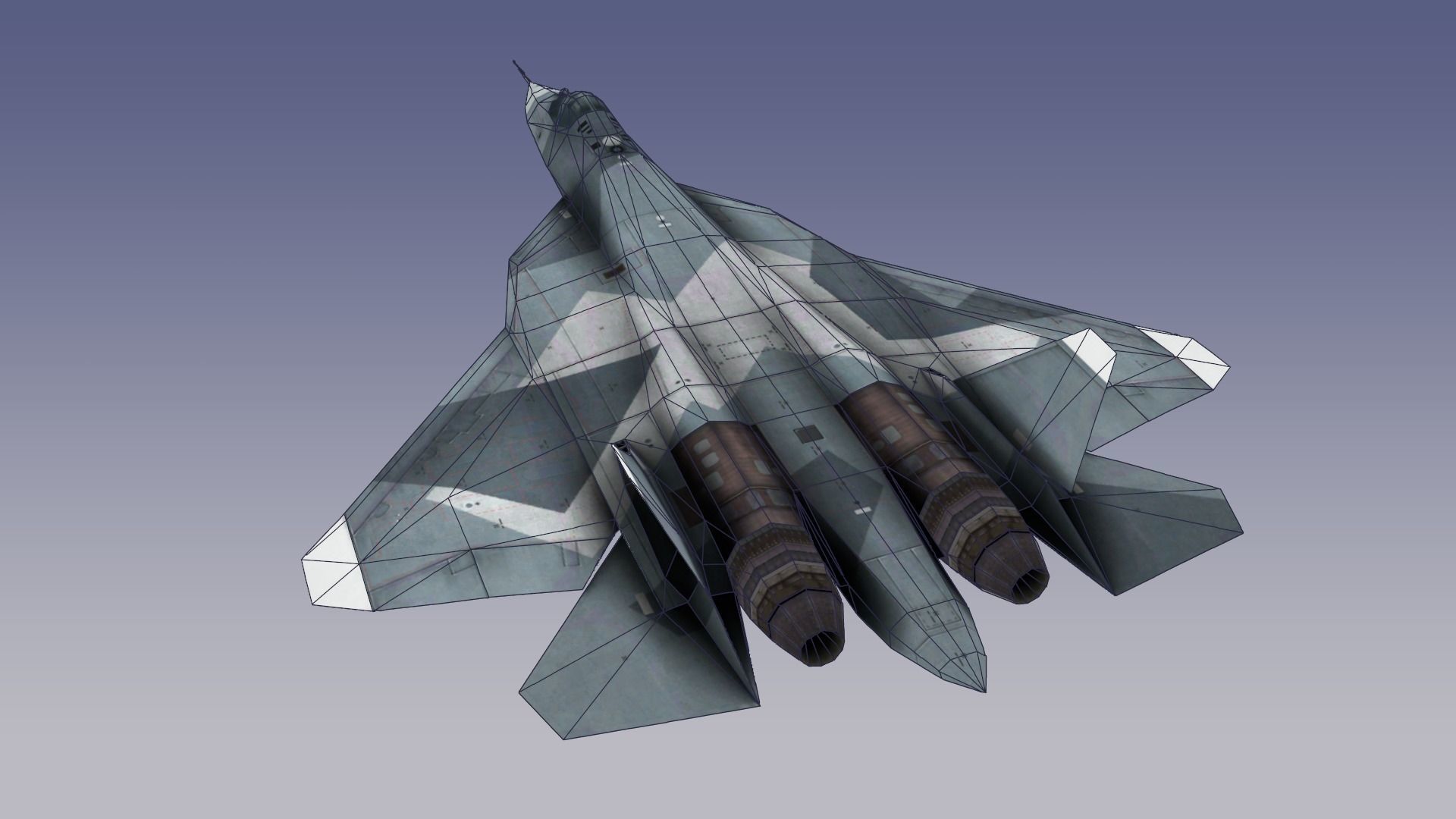Su-57 Stealth Fighter Low-poly 3D model_5
