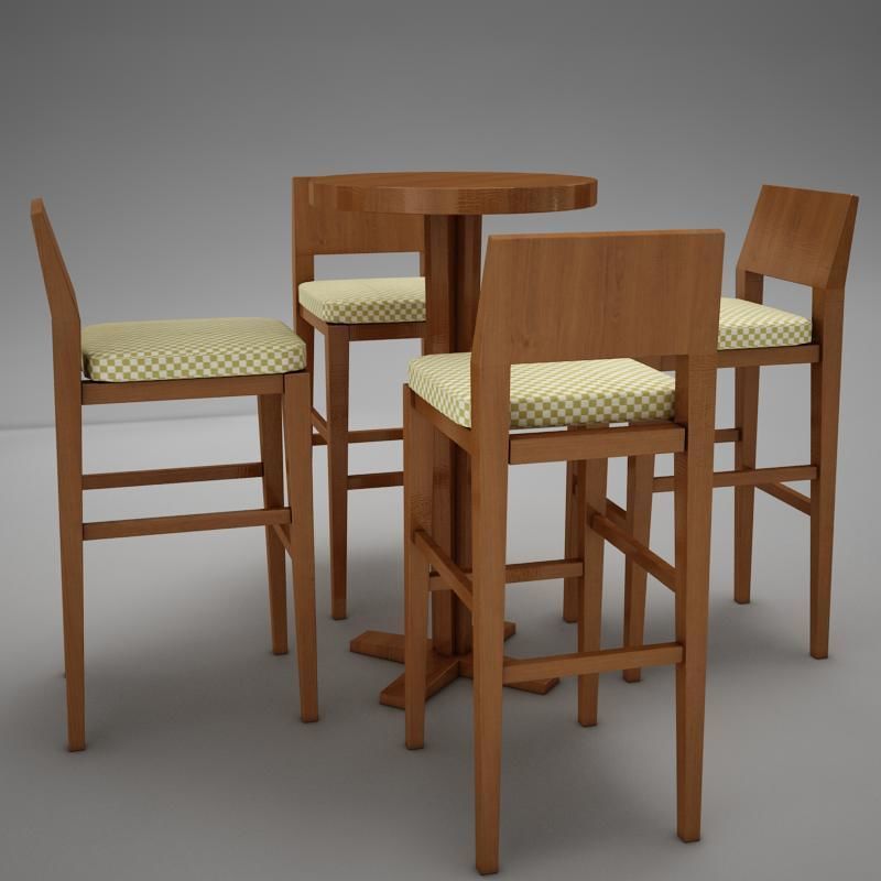 bar table Low-poly 3D model_4