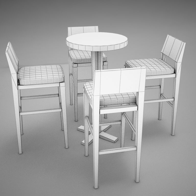 bar table Low-poly 3D model_11
