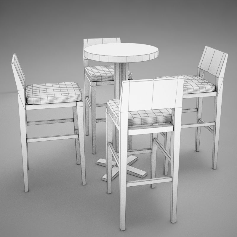 bar table Low-poly 3D model_17