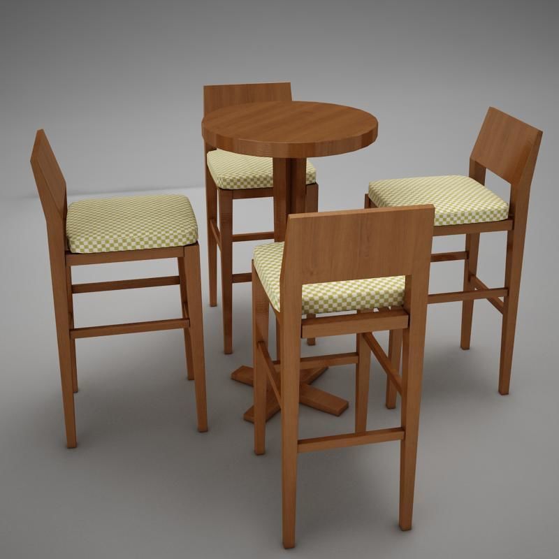 bar table Low-poly 3D model_1