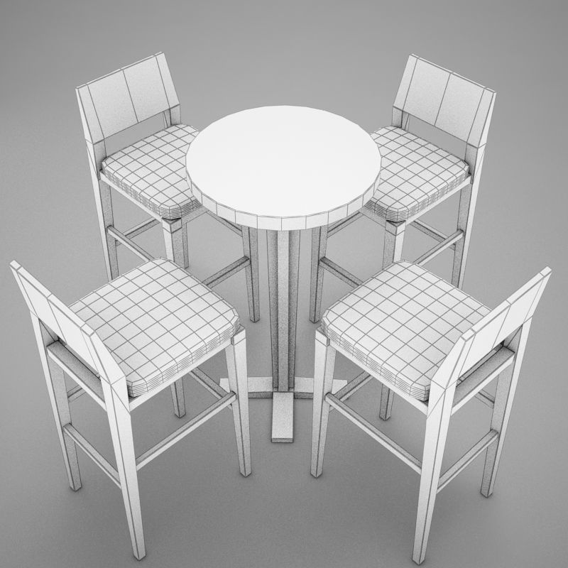 bar table Low-poly 3D model_19