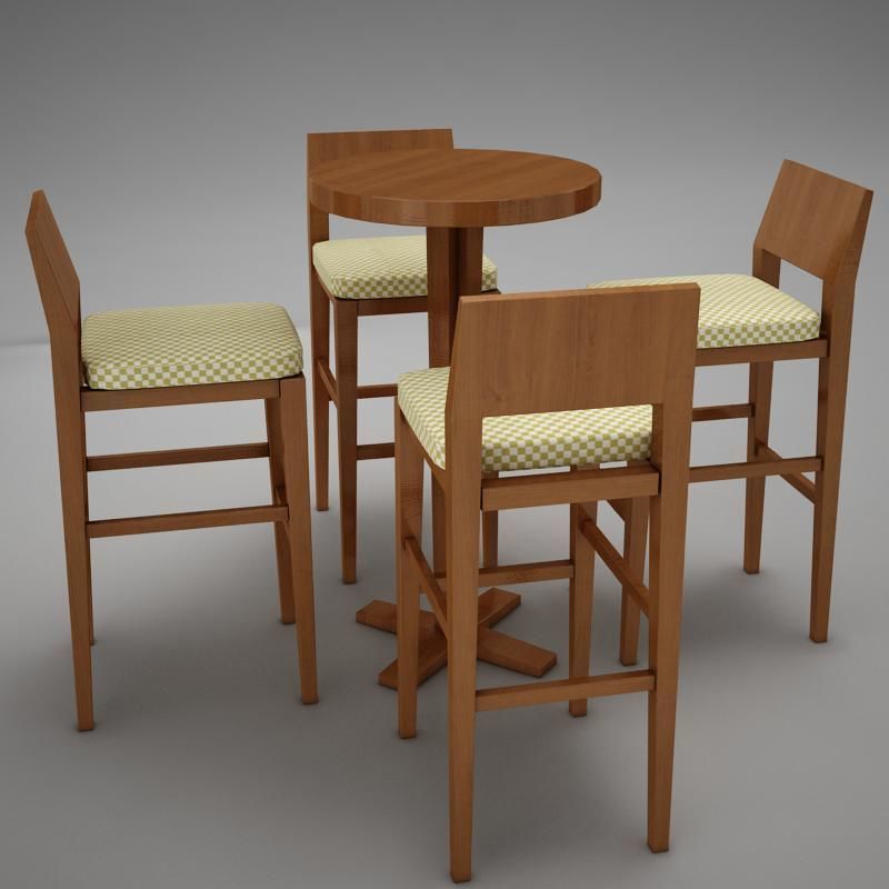 bar table Low-poly 3D model_7
