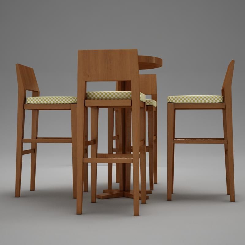 bar table Low-poly 3D model_2