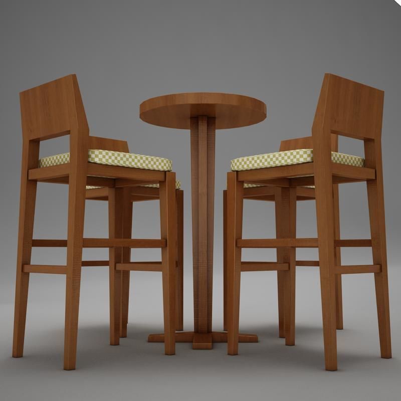 bar table Low-poly 3D model_6