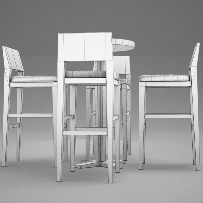 bar table Low-poly 3D model_12