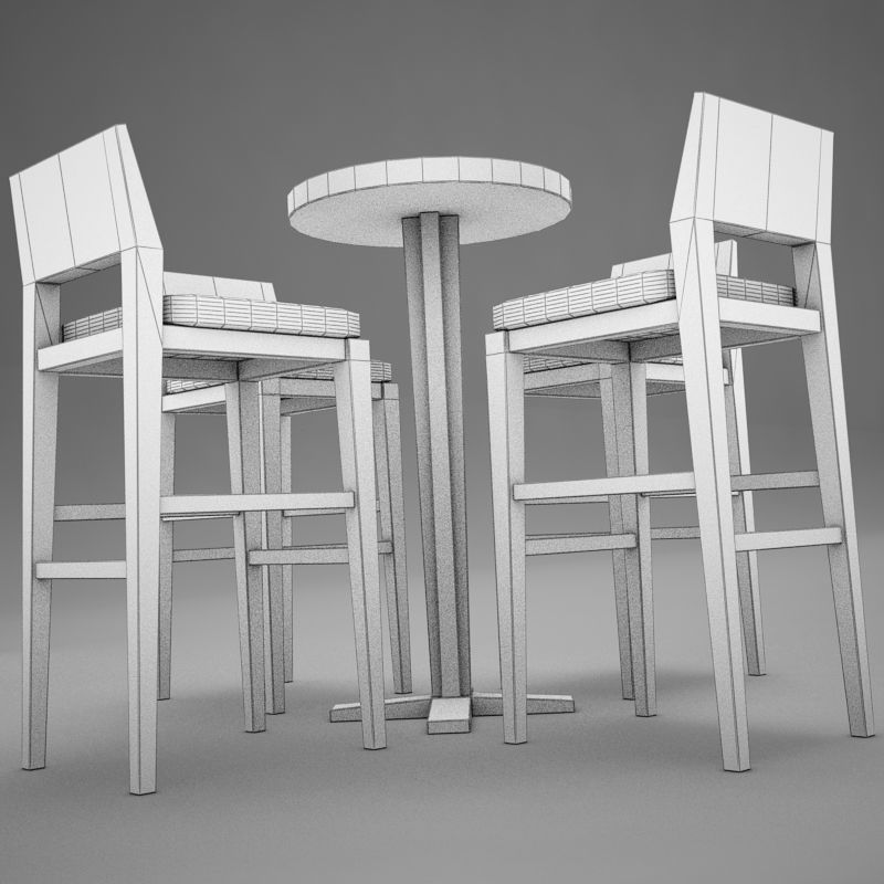 bar table Low-poly 3D model_15