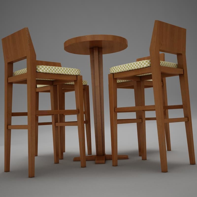 bar table Low-poly 3D model_5