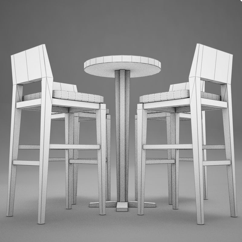 bar table Low-poly 3D model_16