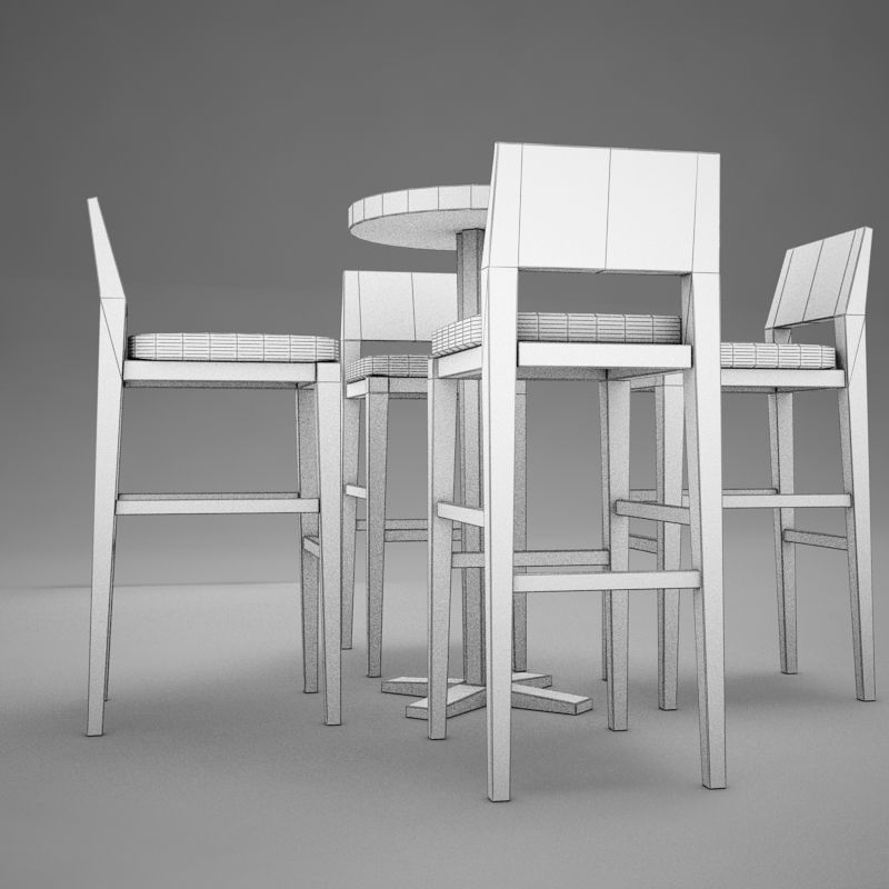 bar table Low-poly 3D model_10