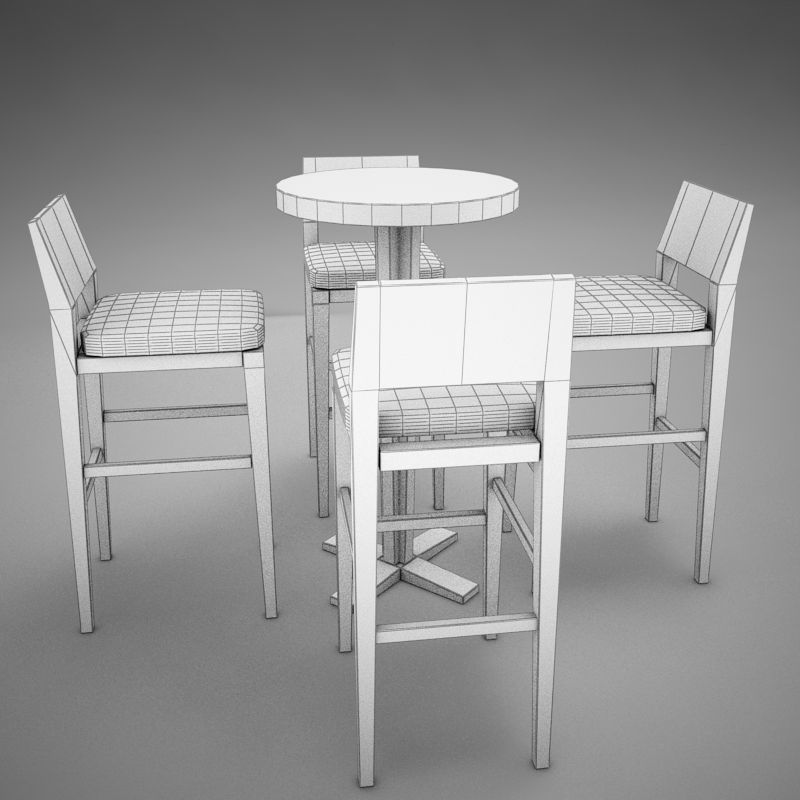 bar table Low-poly 3D model_13