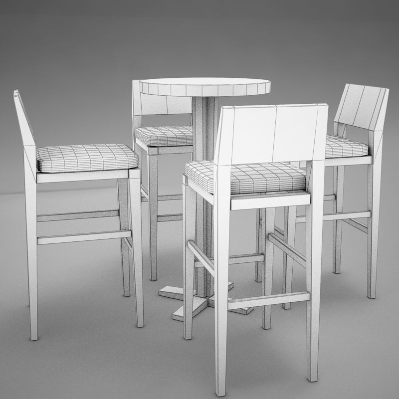 bar table Low-poly 3D model_14