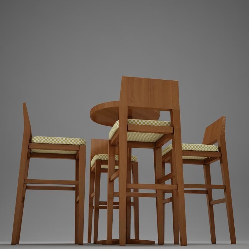 bar table Low-poly 3D model_8