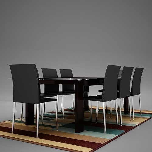 Dinning05 dining table and chairs 3D model