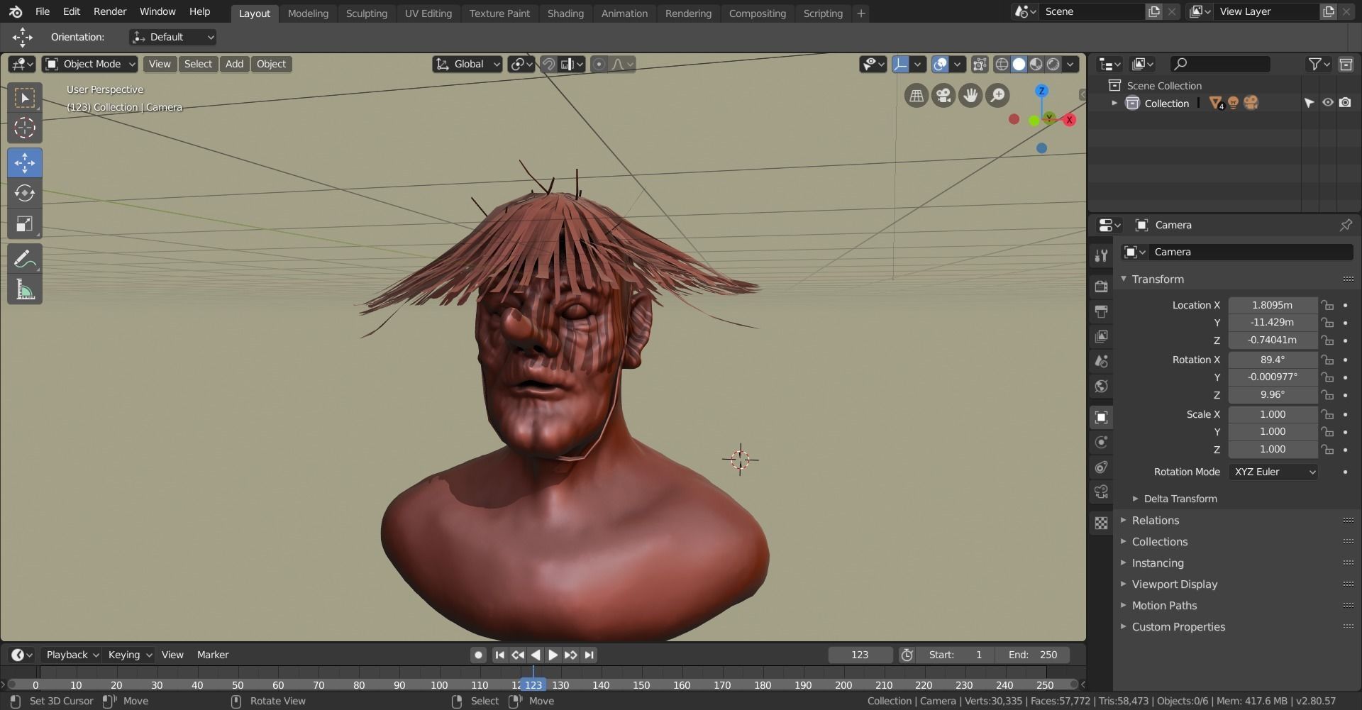 high poly tengu man with straw hat 3D model_2