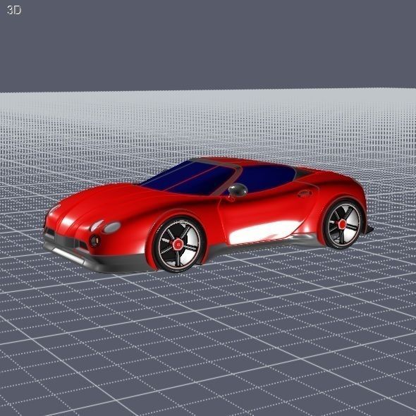 Red sports car concept 3D print model_11