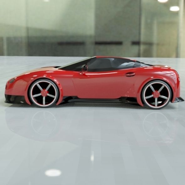 Red sports car concept 3D print model_1