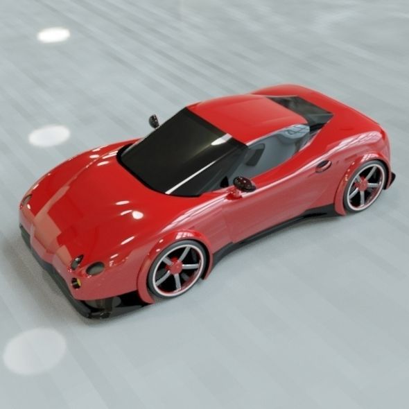 Red sports car concept 3D print model_5