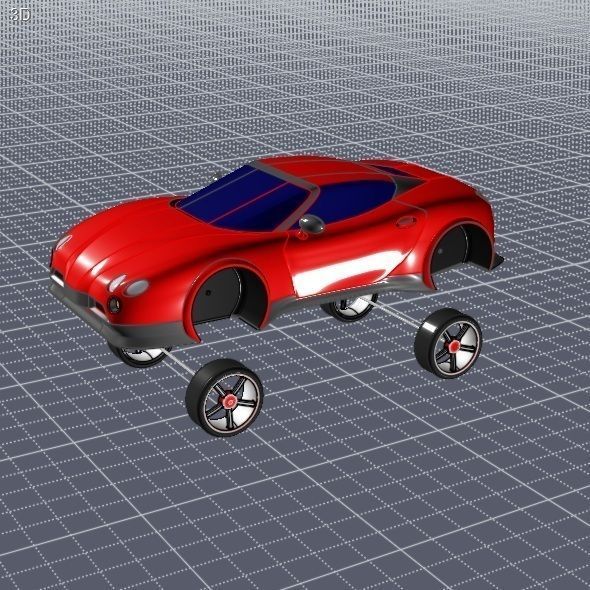 Red sports car concept 3D print model_9