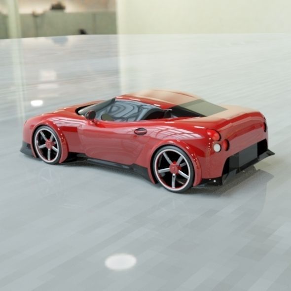 Red sports car concept 3D print model_4