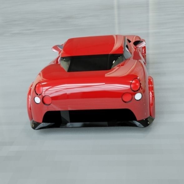 Red sports car concept 3D print model_8