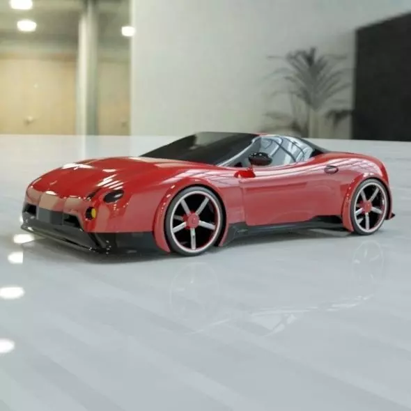 Red sports car concept 3D print model_0